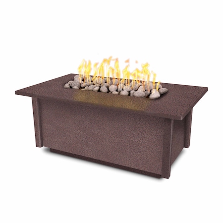 The Outdoor Plus 48 Rectangular Salinas Fire Table - Powder Coated Metal - Copper Vein - Match Lit - Natural Gas OPT-SALPC48-CPV-NG